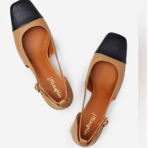 J. McLaughlin Callie Leather Slingback Heel in Tan/Black, Size 9